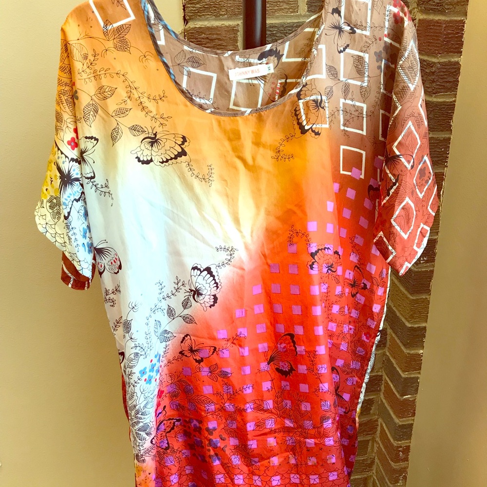 Johnny Was silk tunic dress sz XS